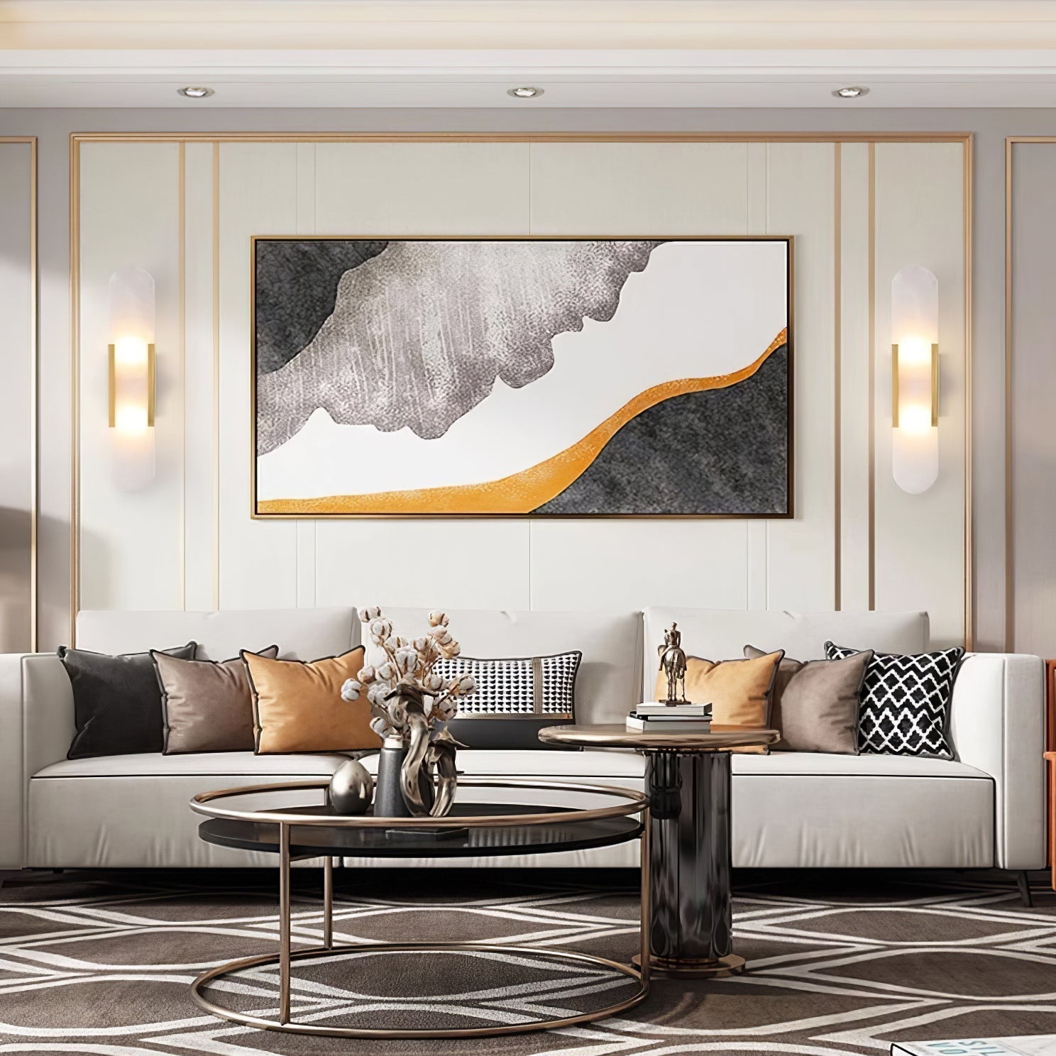 Lámpara de Pared Alargada de Alabastro y Latón - Aplique Pared Moderno para Iluminación Elegante y Sofisticada 4