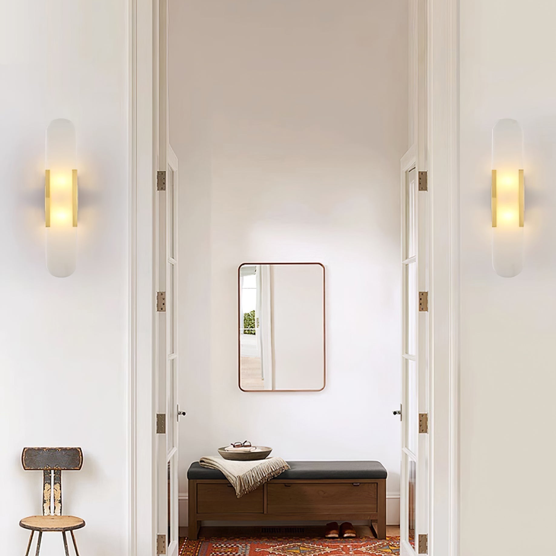 Lámpara de Pared Alargada de Alabastro y Latón - Aplique Pared Moderno para Iluminación Elegante y Sofisticada 6