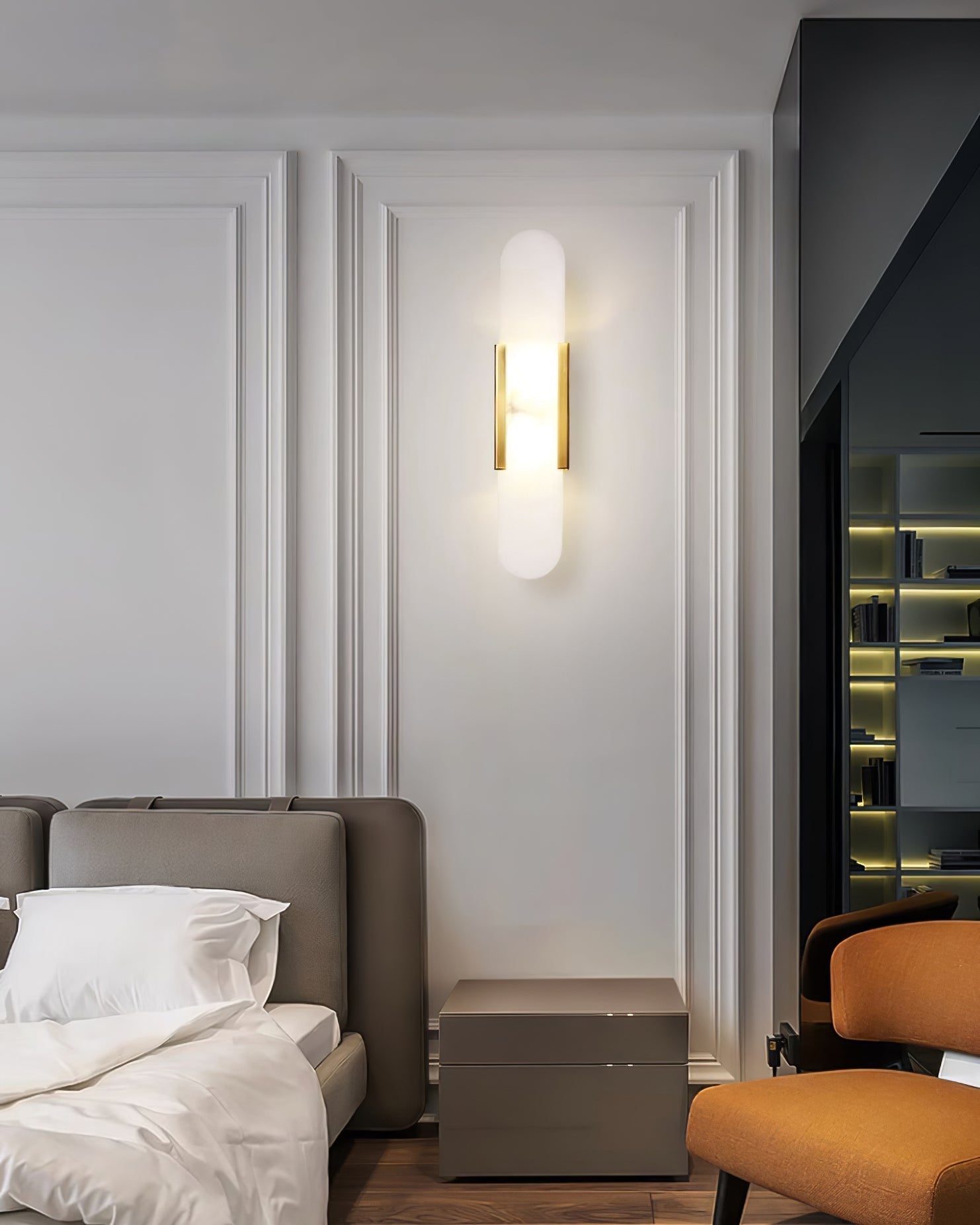 Lámpara de Pared Alargada de Alabastro y Latón - Aplique Pared Moderno para Iluminación Elegante y Sofisticada 7