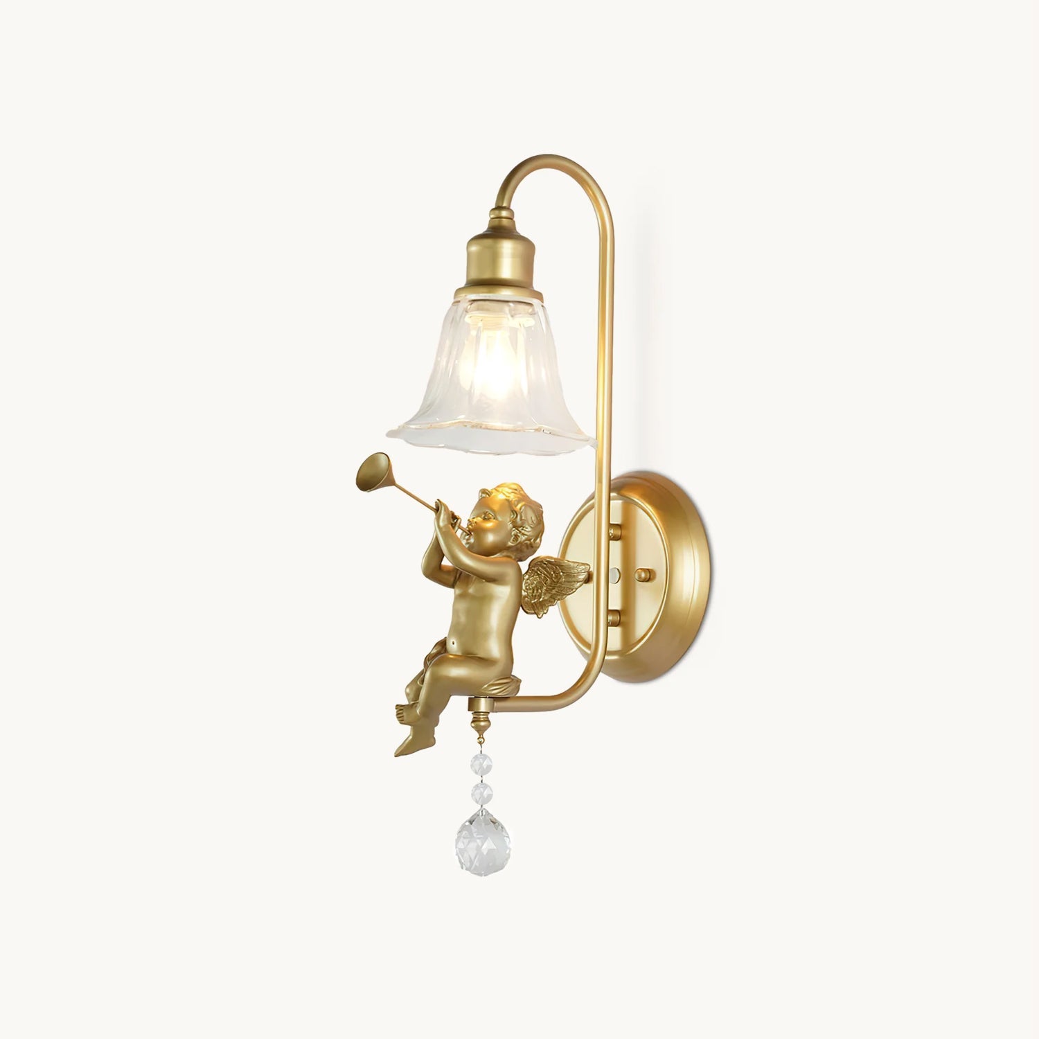 Lámpara de Pared Artística con Pantalla de Vidrio y Base de Resina – Estilo Nórdico 1