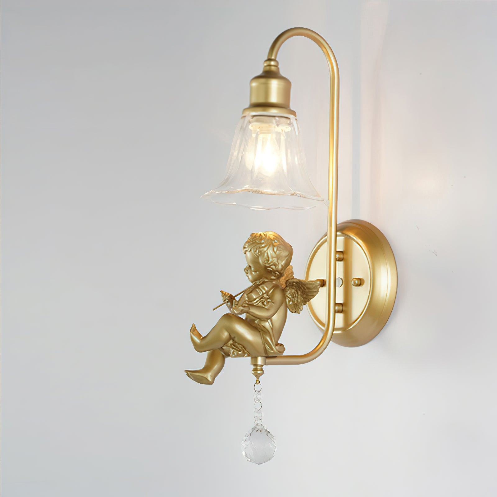 Lámpara de Pared Artística con Pantalla de Vidrio y Base de Resina – Estilo Nórdico 10