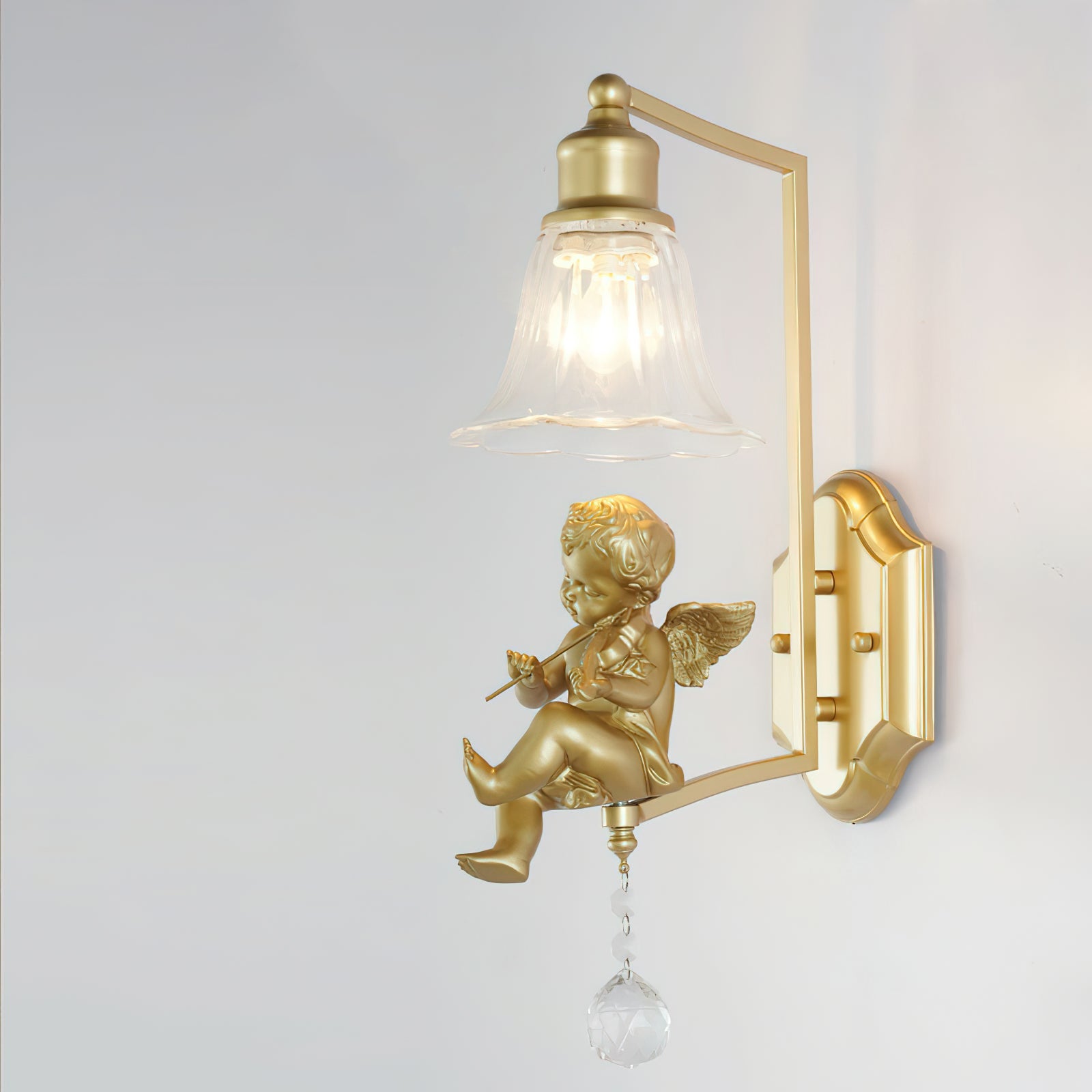 Lámpara de Pared Artística con Pantalla de Vidrio y Base de Resina – Estilo Nórdico 12