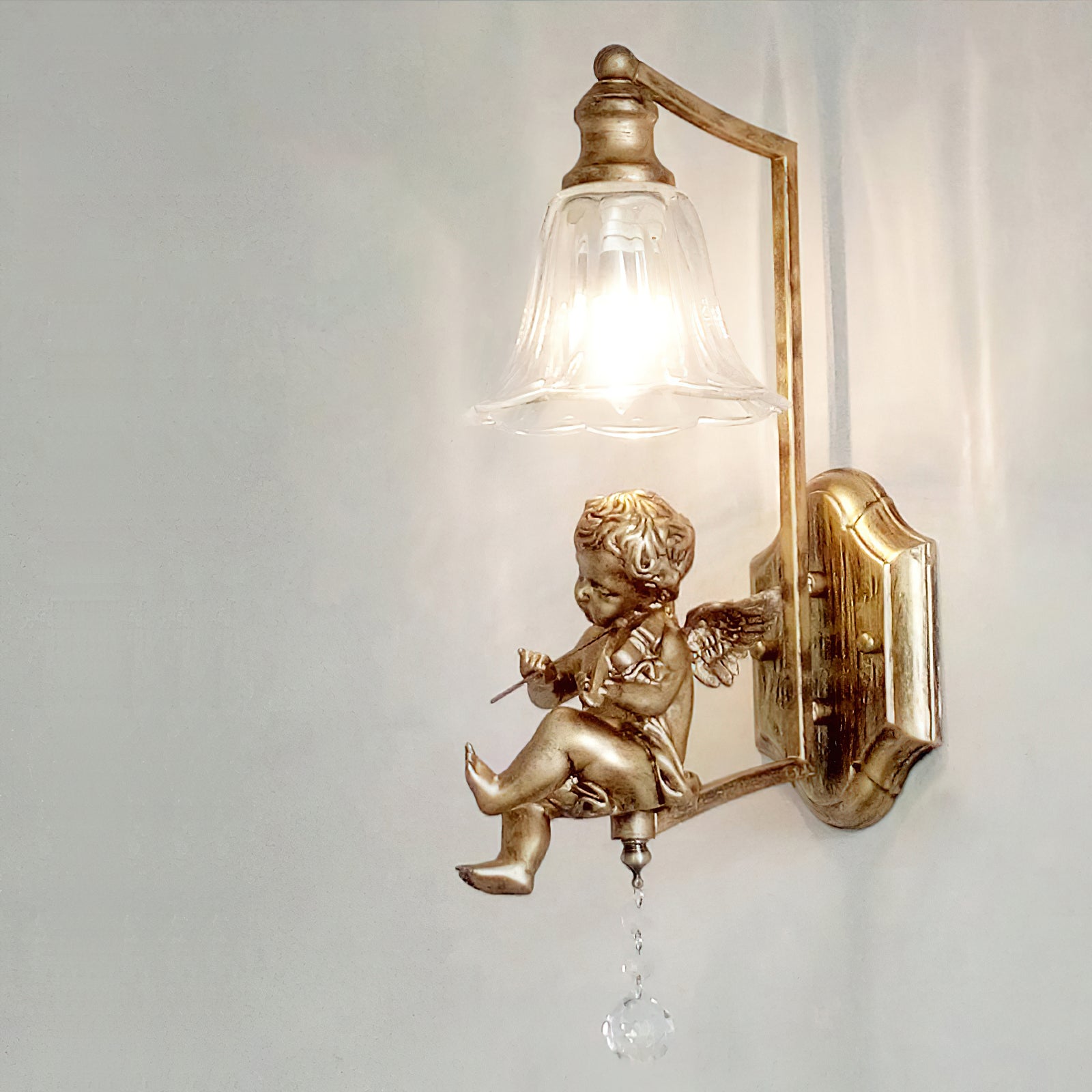 Lámpara de Pared Artística con Pantalla de Vidrio y Base de Resina – Estilo Nórdico 13