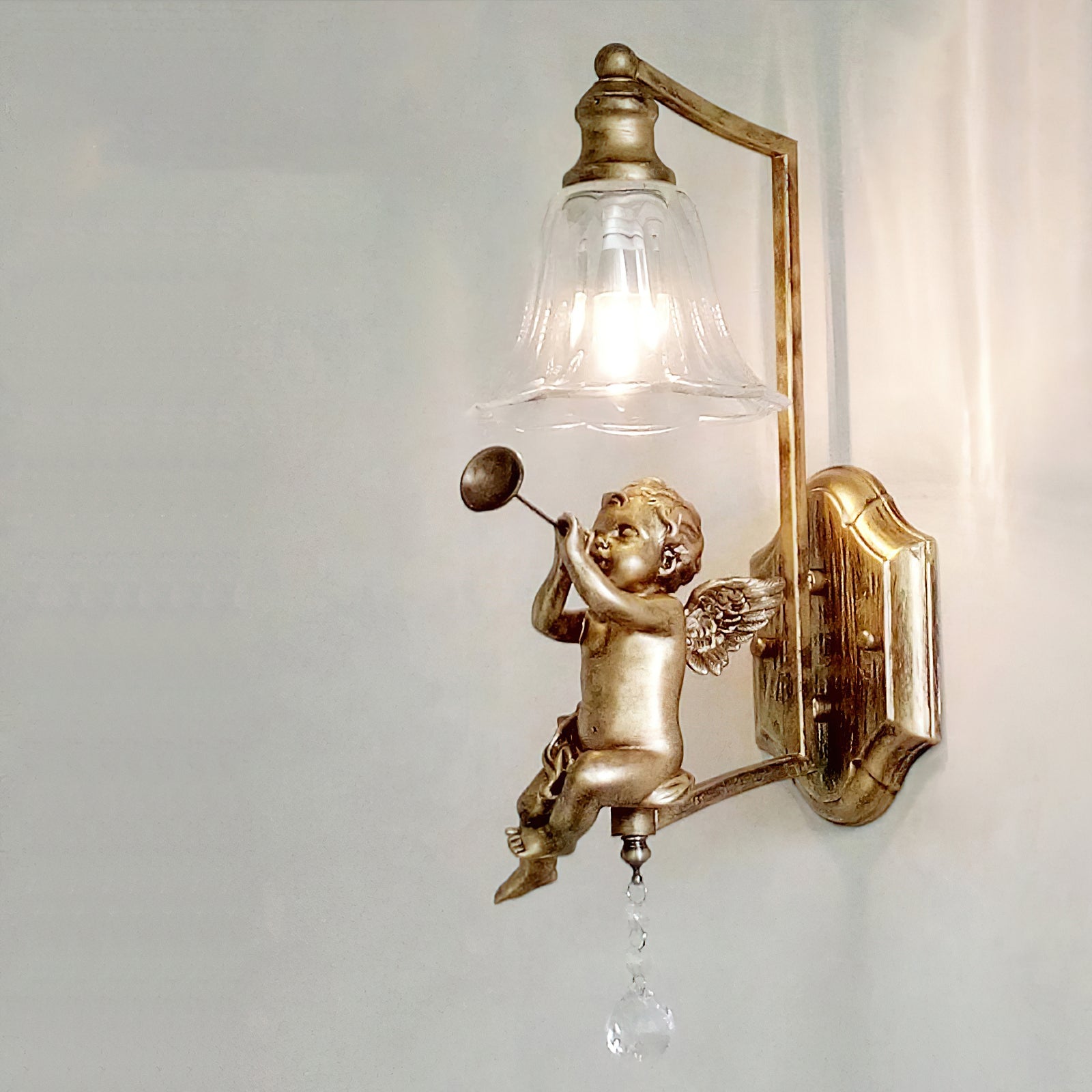 Lámpara de Pared Artística con Pantalla de Vidrio y Base de Resina – Estilo Nórdico 14
