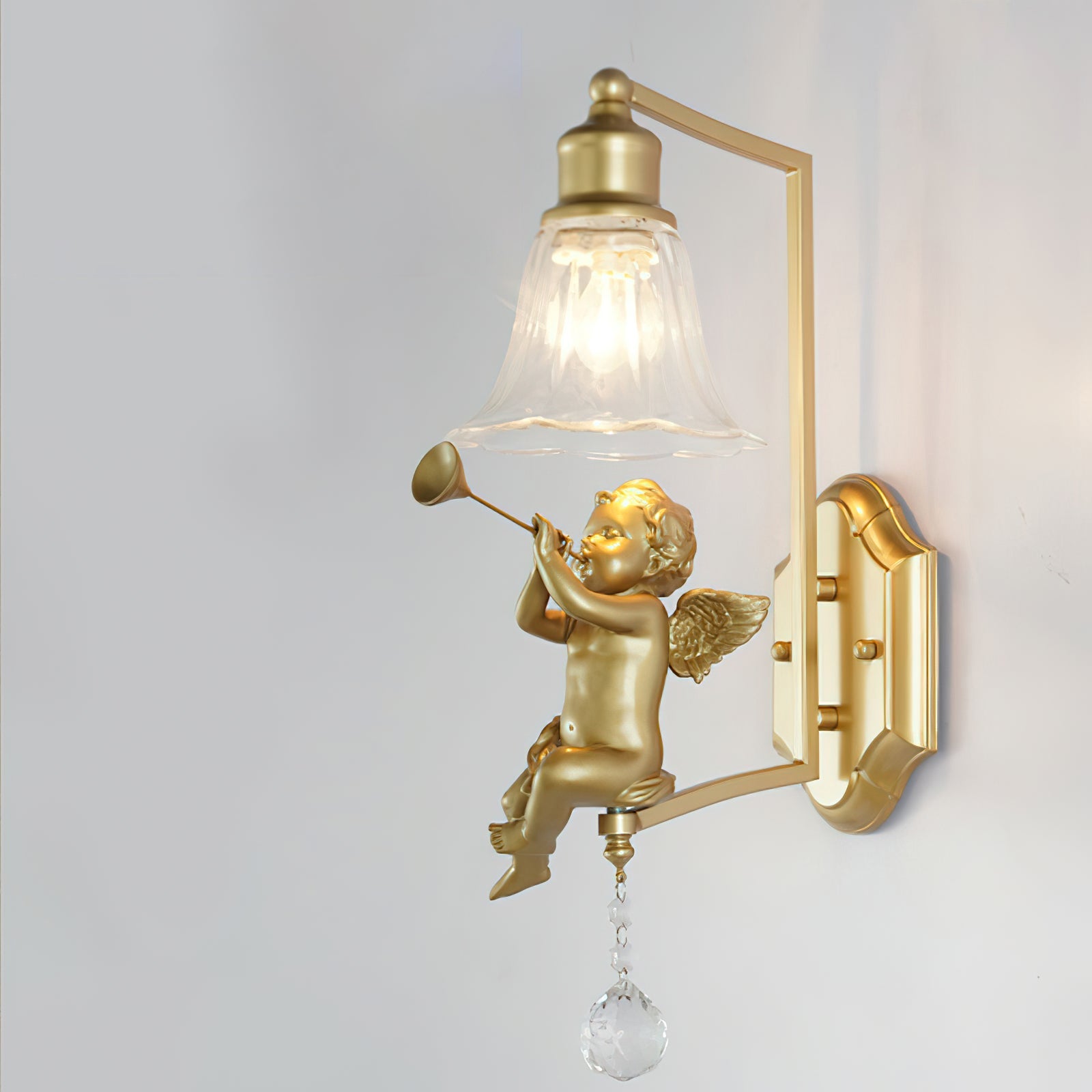 Lámpara de Pared Artística con Pantalla de Vidrio y Base de Resina – Estilo Nórdico 9