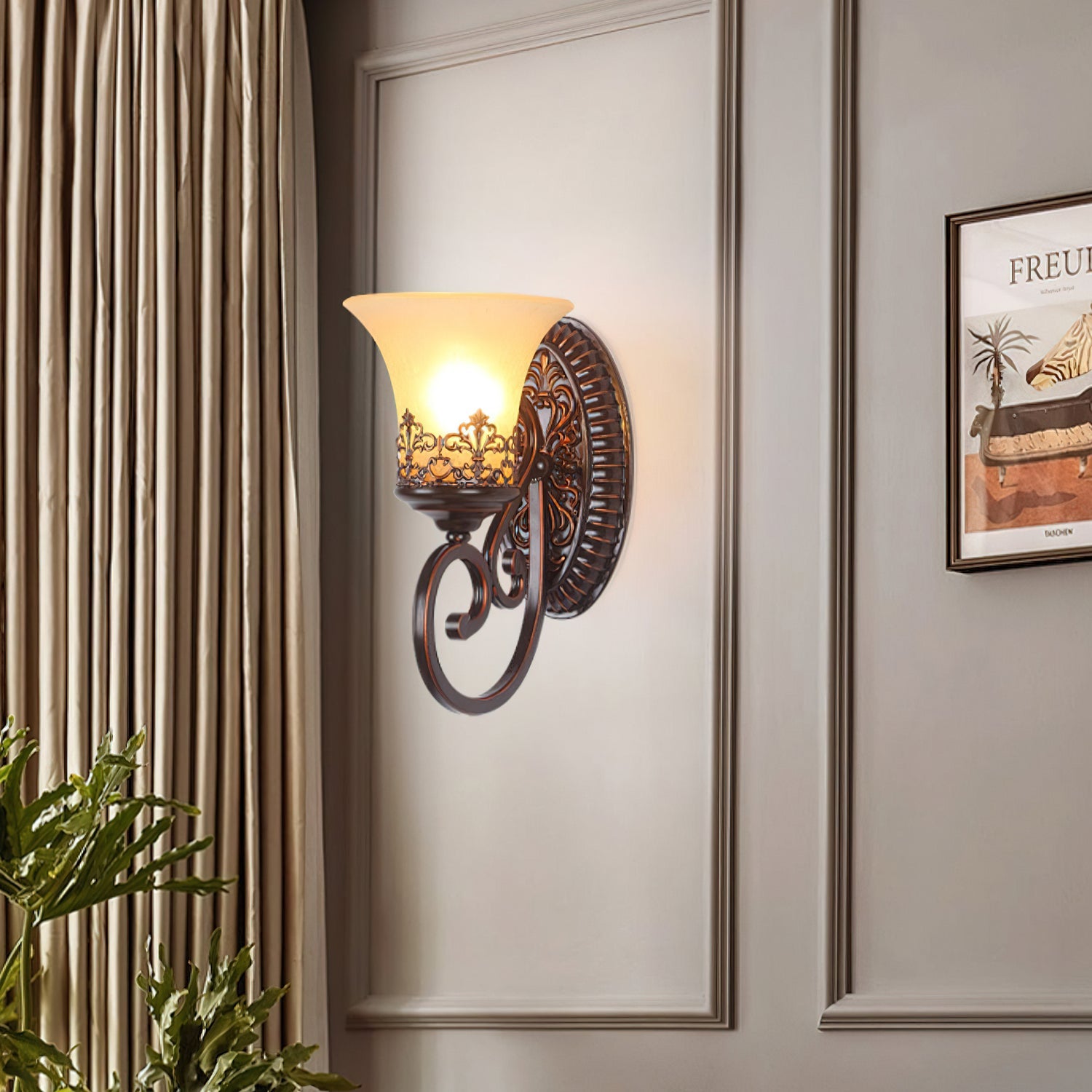 Lámpara de Pared Big Black Beard de Hierro con Diseño de Bigote y Pantalla de Vidrio 3