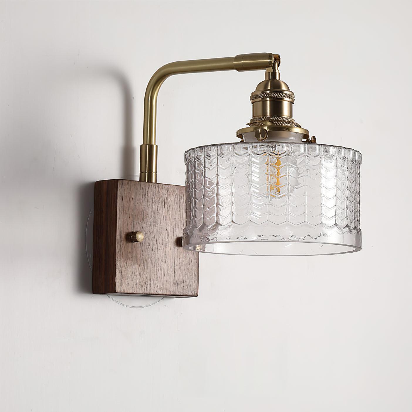 Lámpara de Pared Camela de Vidrio Artístico y Base de Madera, Aplique Pared Elegante para Iluminación Interior 5