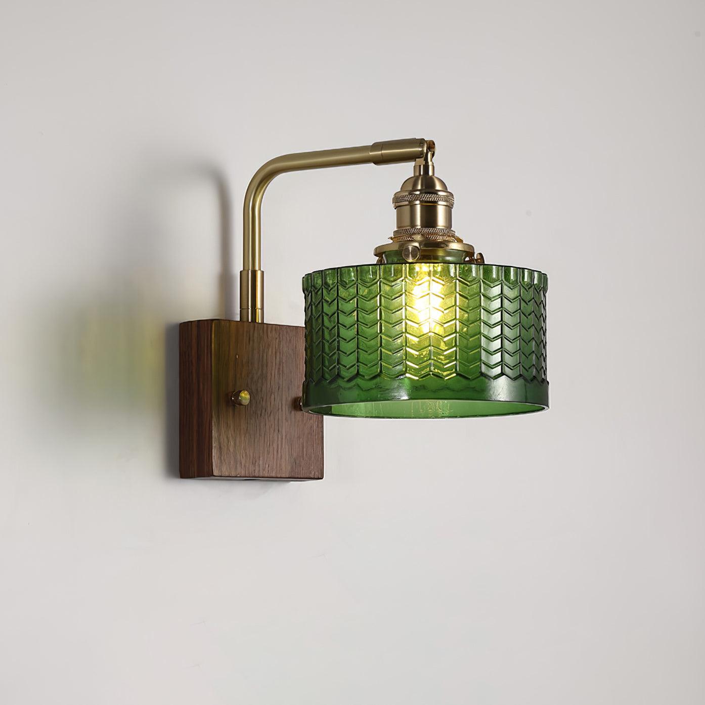 Lámpara de Pared Camela de Vidrio Artístico y Base de Madera, Aplique Pared Elegante para Iluminación Interior 7