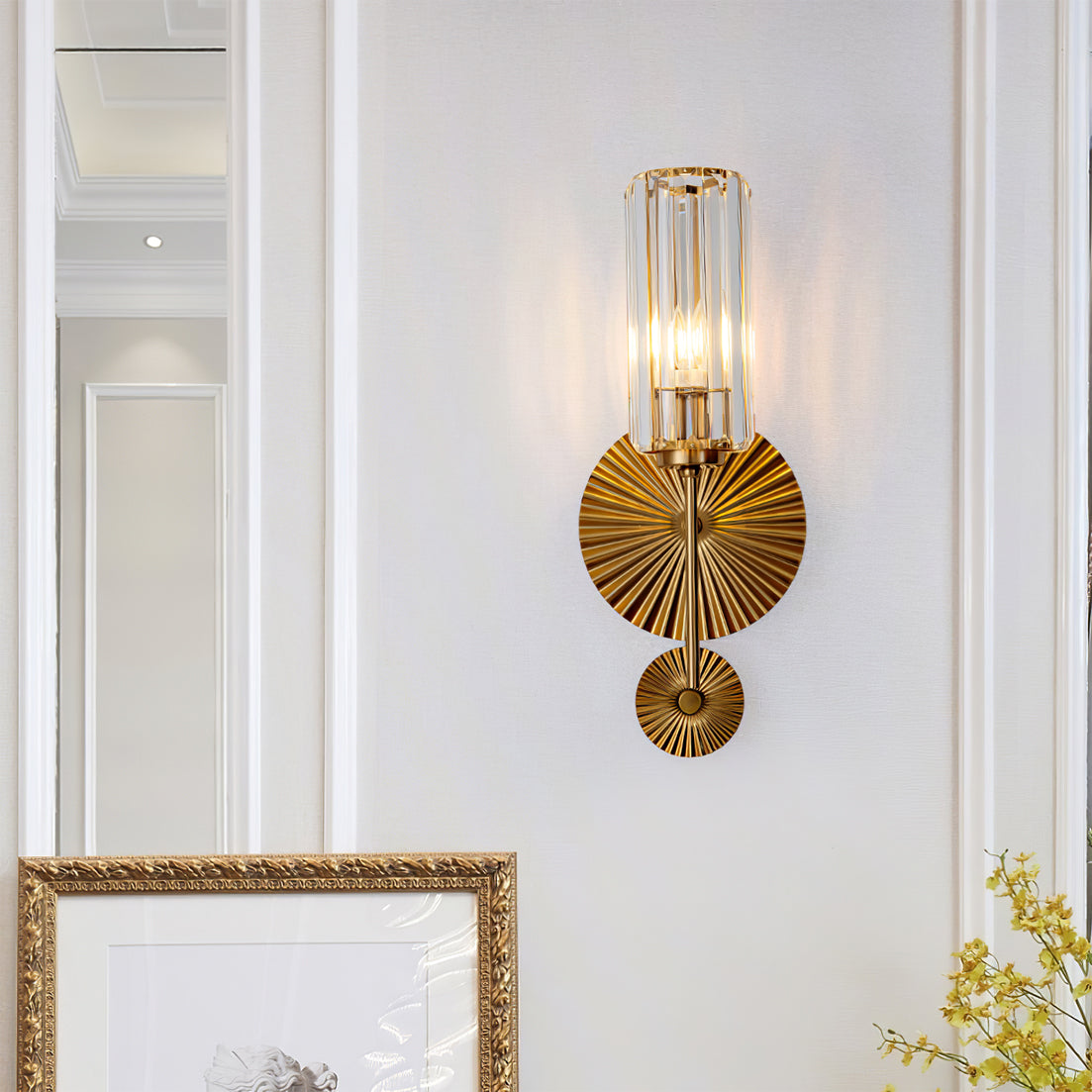Lámpara de Pared Cecily con Pantalla de Vidrio Transparente y Acabado en Cobre – Diseño Contemporáneo 7