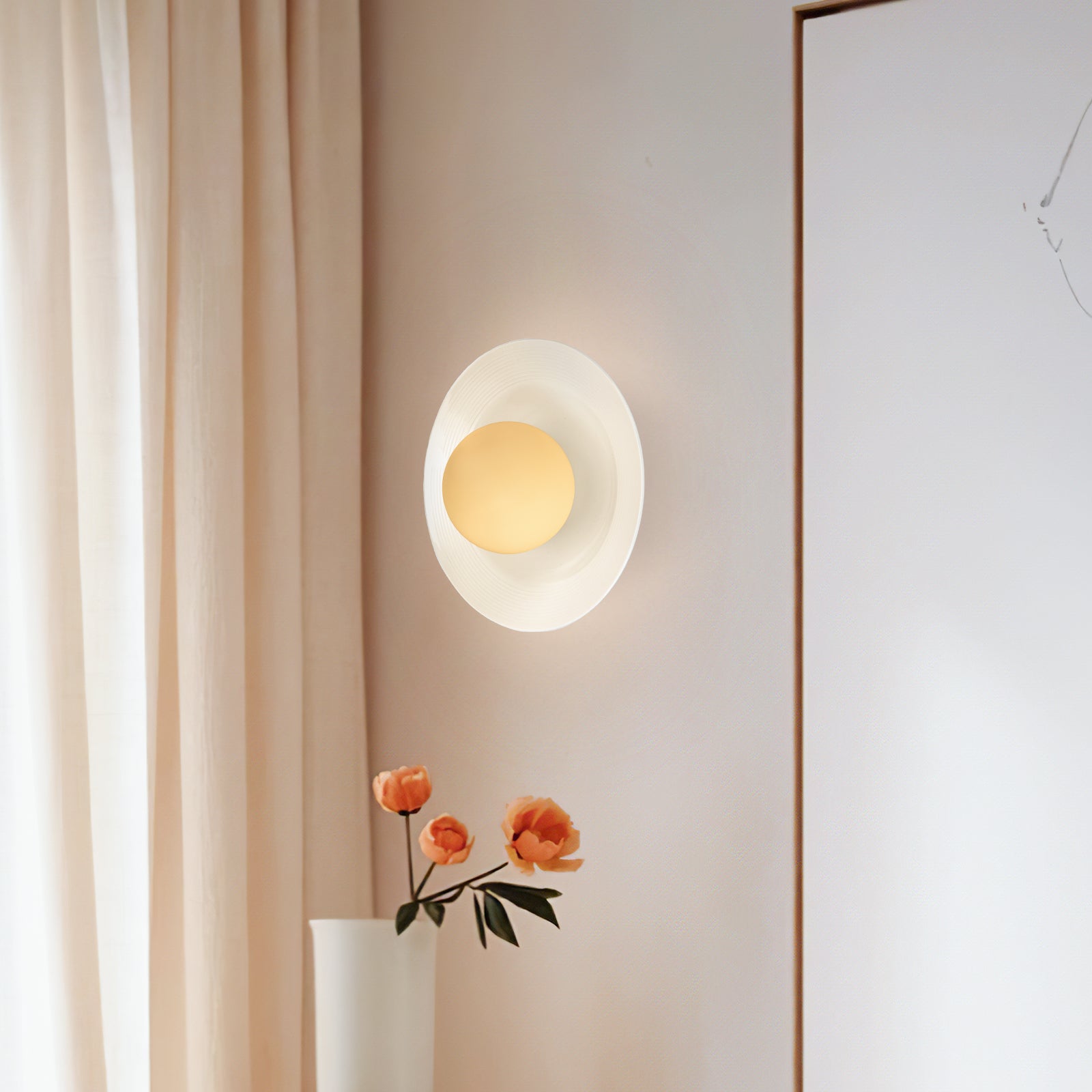 Lámpara de Pared Cerámica Blanca Moderna Estilo Nórdico - Aplique Pared Minimalista para Iluminar tu Hogar 6