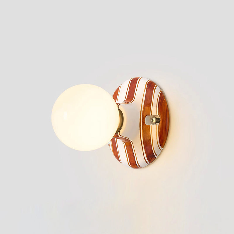 Lámpara de Pared Cerámica con Diseño Redondeado y Acabado a Mano – Estilo Retro 0