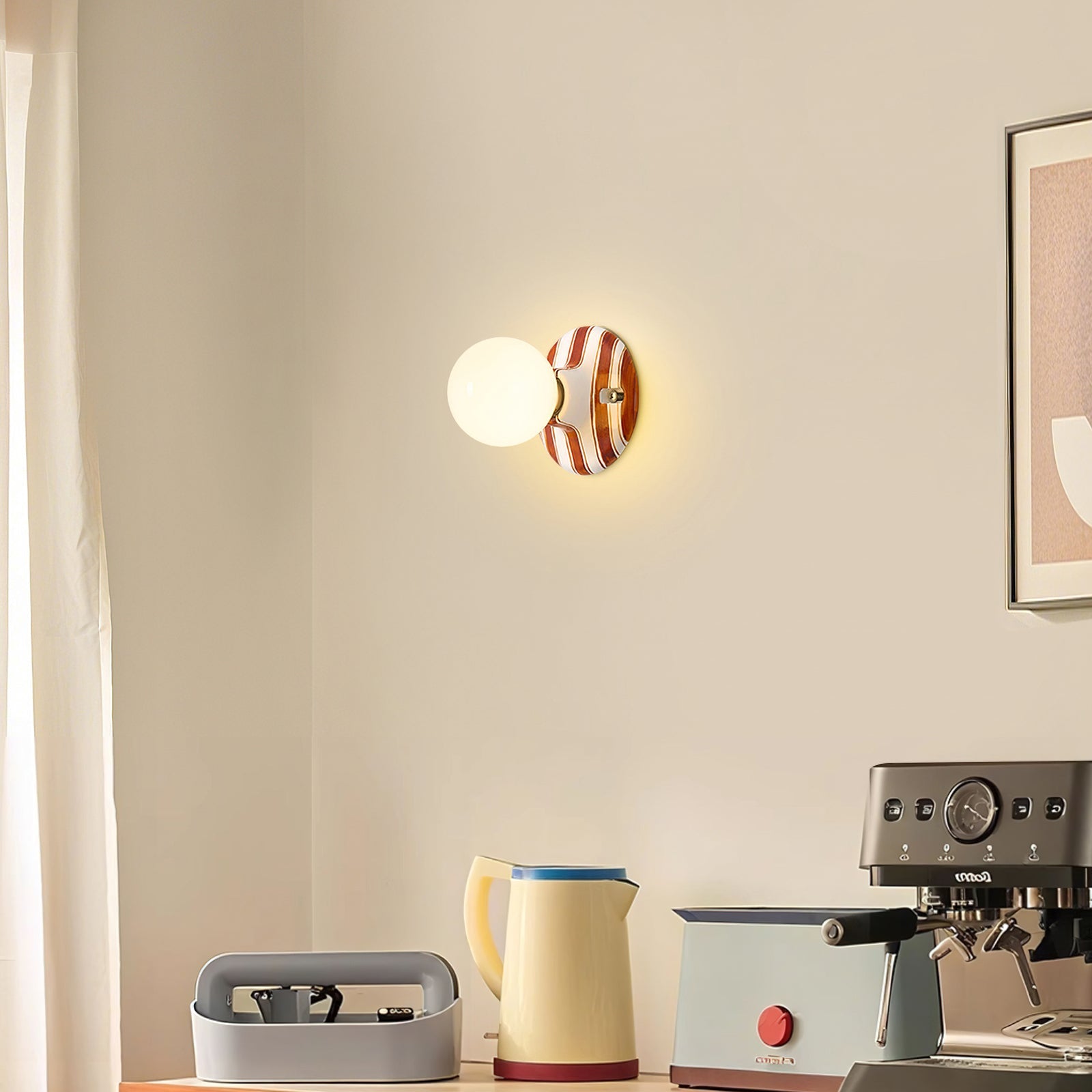 Lámpara de Pared Cerámica con Diseño Redondeado y Acabado a Mano – Estilo Retro 2