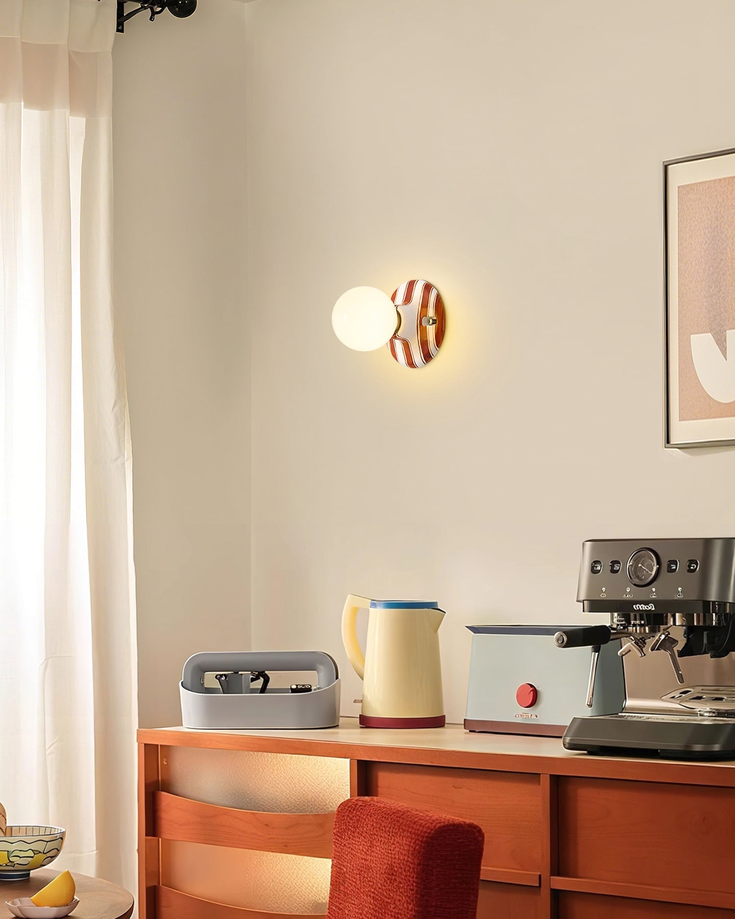 Lámpara de Pared Cerámica con Diseño Redondeado y Acabado a Mano – Estilo Retro 6