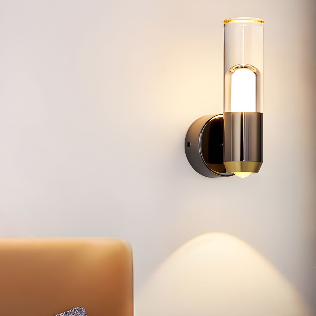 Lámpara de Pared Cilíndrica Moderna de Vidrio Transparente para Iluminación Elegante en Salas y Comedores 1