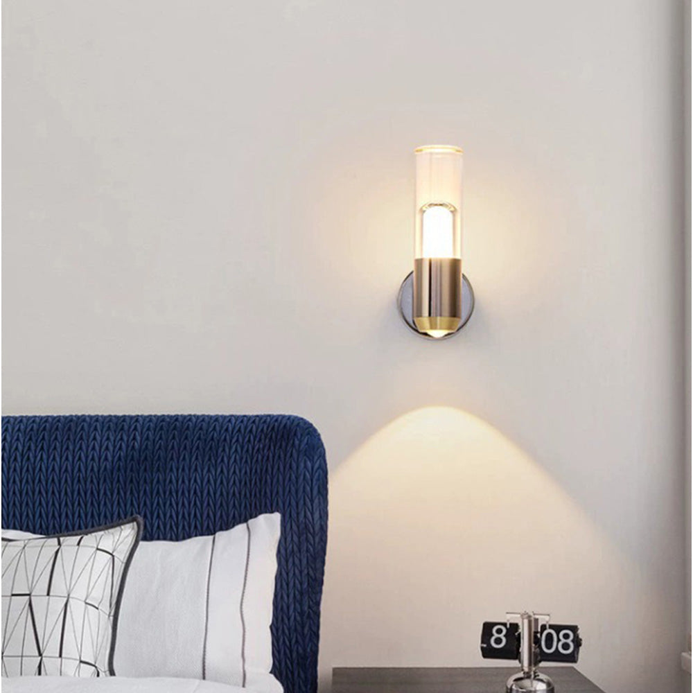 Lámpara de Pared Cilíndrica Moderna de Vidrio Transparente para Iluminación Elegante en Salas y Comedores 3