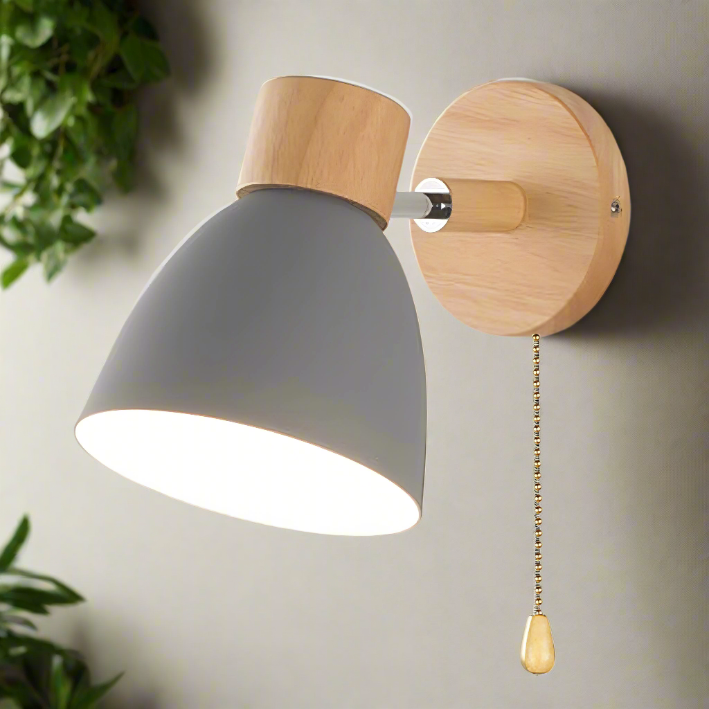 Lámpara de Pared Colgante Moderna de Madera Nórdica con Interruptor – Elegante y Acogedora 6