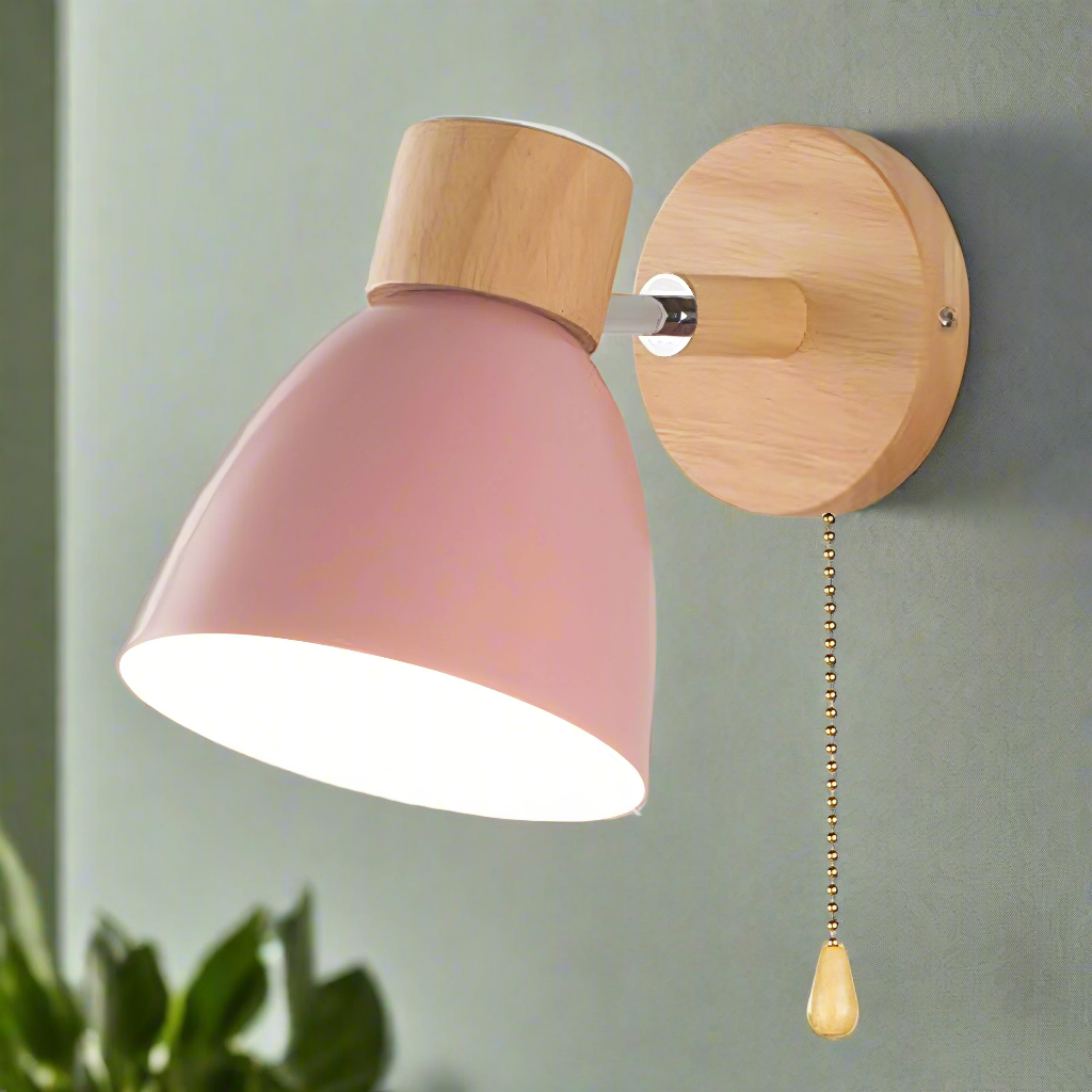 Lámpara de Pared Colgante Moderna de Madera Nórdica con Interruptor – Elegante y Acogedora 7