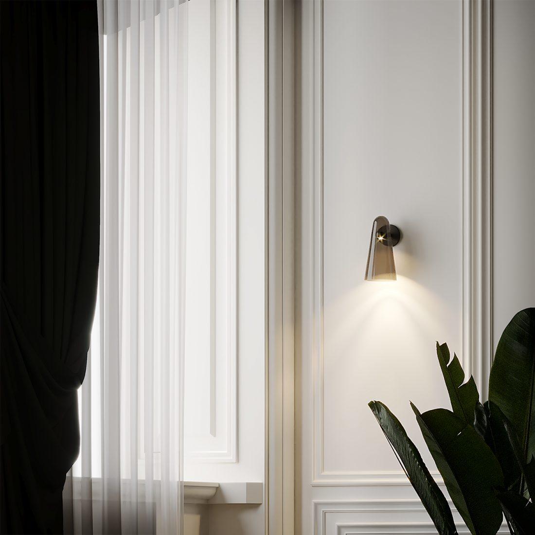 Lámpara de Pared Conical de Vidrio con LED Integrado – Elegante y Moderna 5