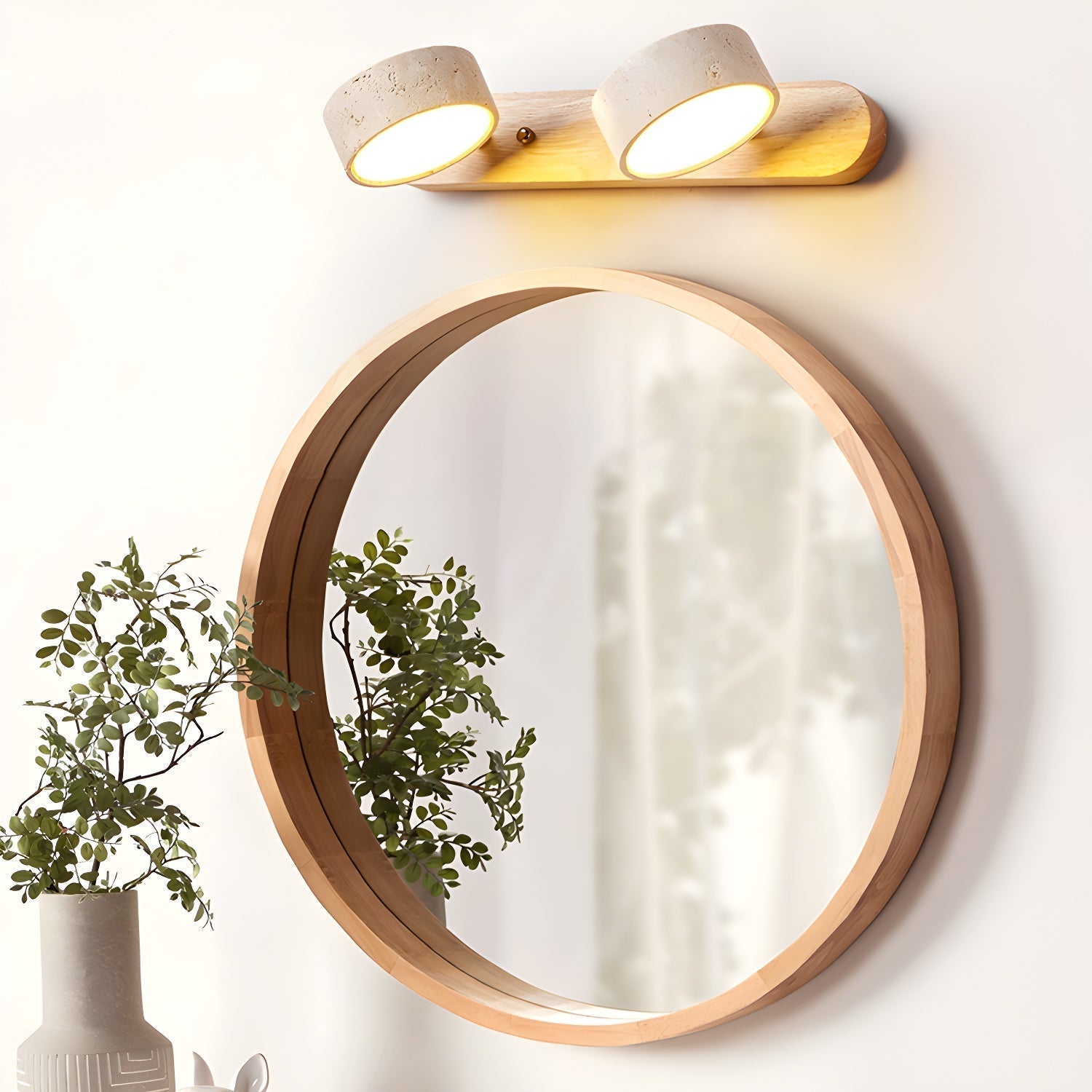 Lámpara de Pared Duo de Travertino con Luz LED Integrada – Aplique de Pared Moderno y Natural para Iluminación Sofisticada 1