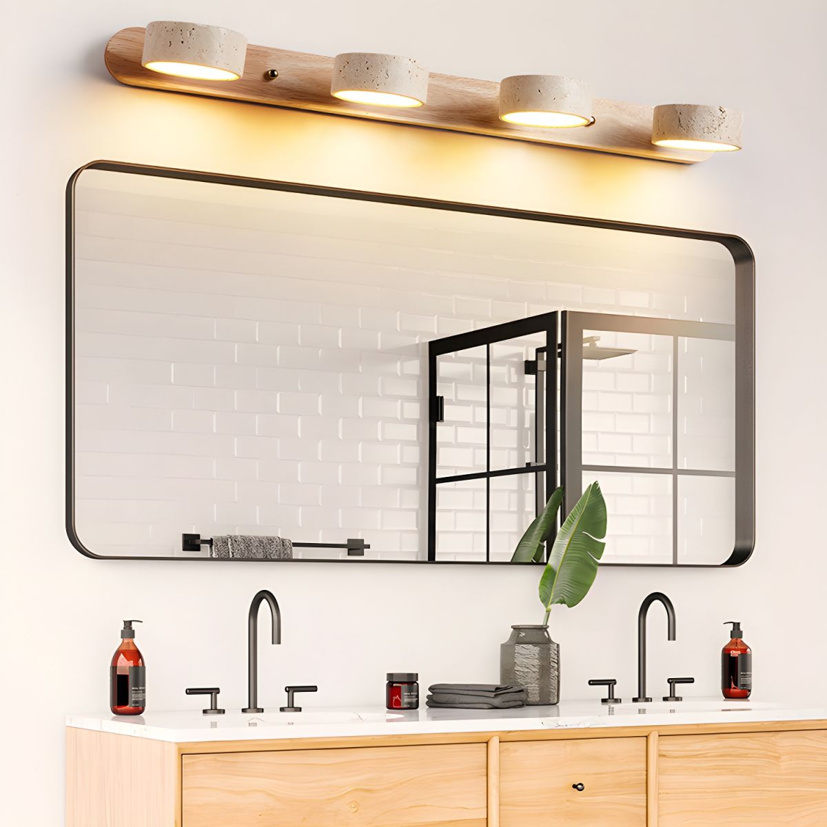 Lámpara de Pared Duo de Travertino con Luz LED Integrada – Aplique de Pared Moderno y Natural para Iluminación Sofisticada 3
