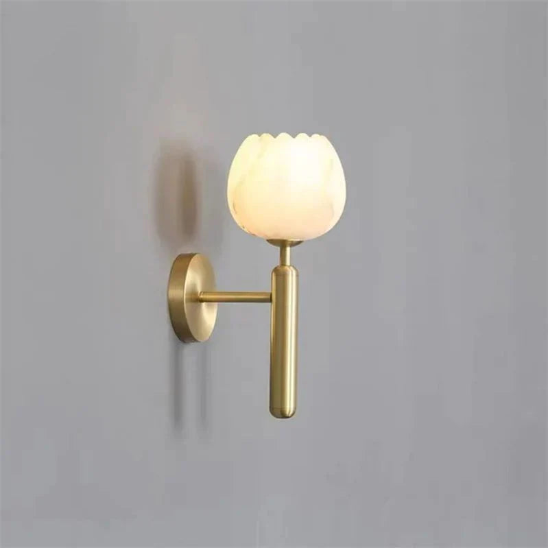 Lámpara de Pared Elegante con Diseño de Rosa y Base de Mármol, Iluminación LED para Decoración Romántica 0
