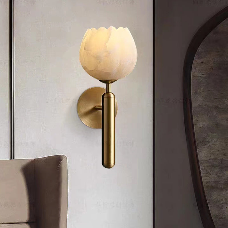 Lámpara de Pared Elegante con Diseño de Rosa y Base de Mármol, Iluminación LED para Decoración Romántica 1
