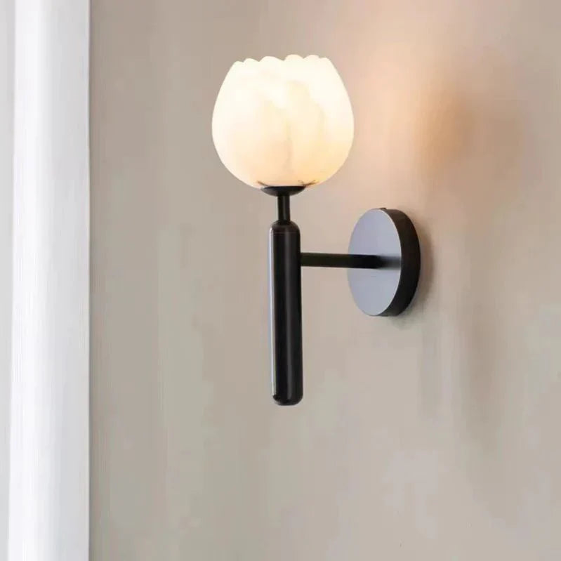 Lámpara de Pared Elegante con Diseño de Rosa y Base de Mármol, Iluminación LED para Decoración Romántica 2