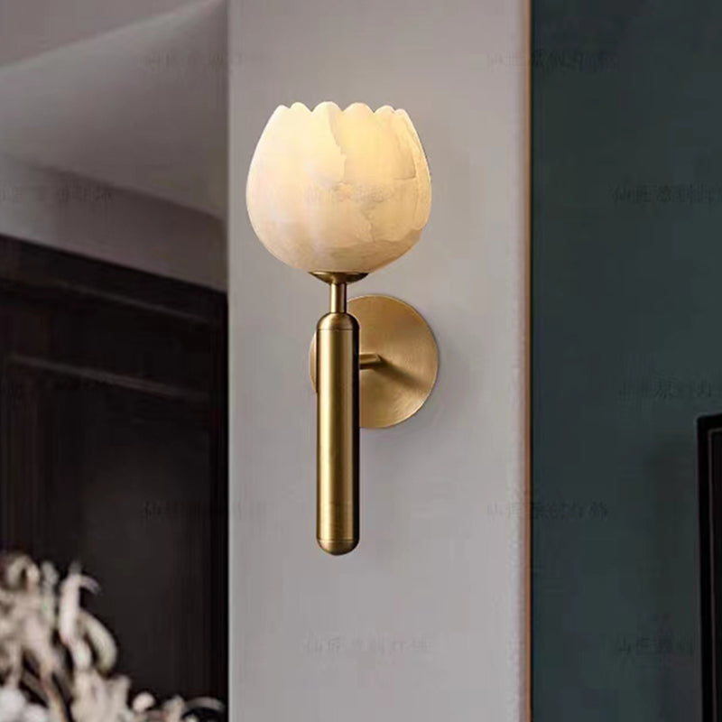 Lámpara de Pared Elegante con Diseño de Rosa y Base de Mármol, Iluminación LED para Decoración Romántica 4