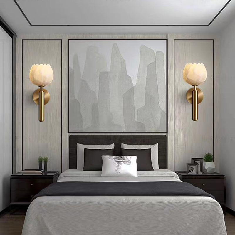 Lámpara de Pared Elegante con Diseño de Rosa y Base de Mármol, Iluminación LED para Decoración Romántica 5