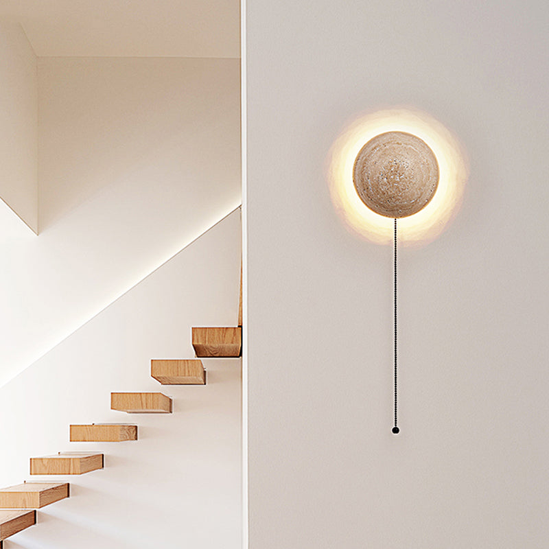 Lámpara de Pared Estilo Nórdico en Color Crema, Aplique Pared Minimalista de Travertino, 10W, Diseño Elegante y Compacto 0