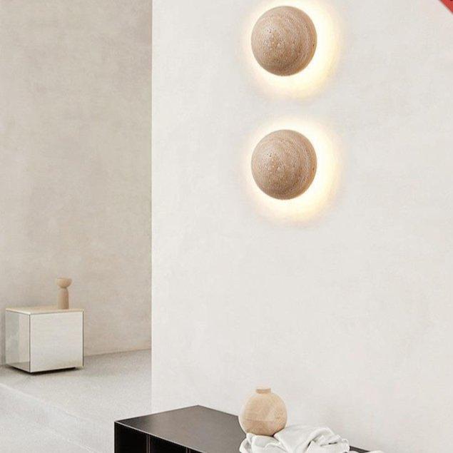 Lámpara de Pared Estilo Nórdico en Color Crema, Aplique Pared Minimalista de Travertino, 10W, Diseño Elegante y Compacto 1