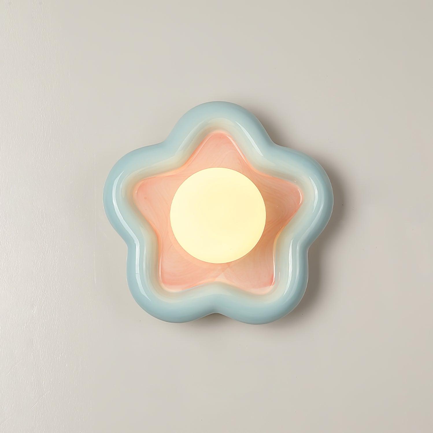Lámpara de Pared Estrella de Cerámica en Colores Rosa y Azul – Tamaño Compacto 0