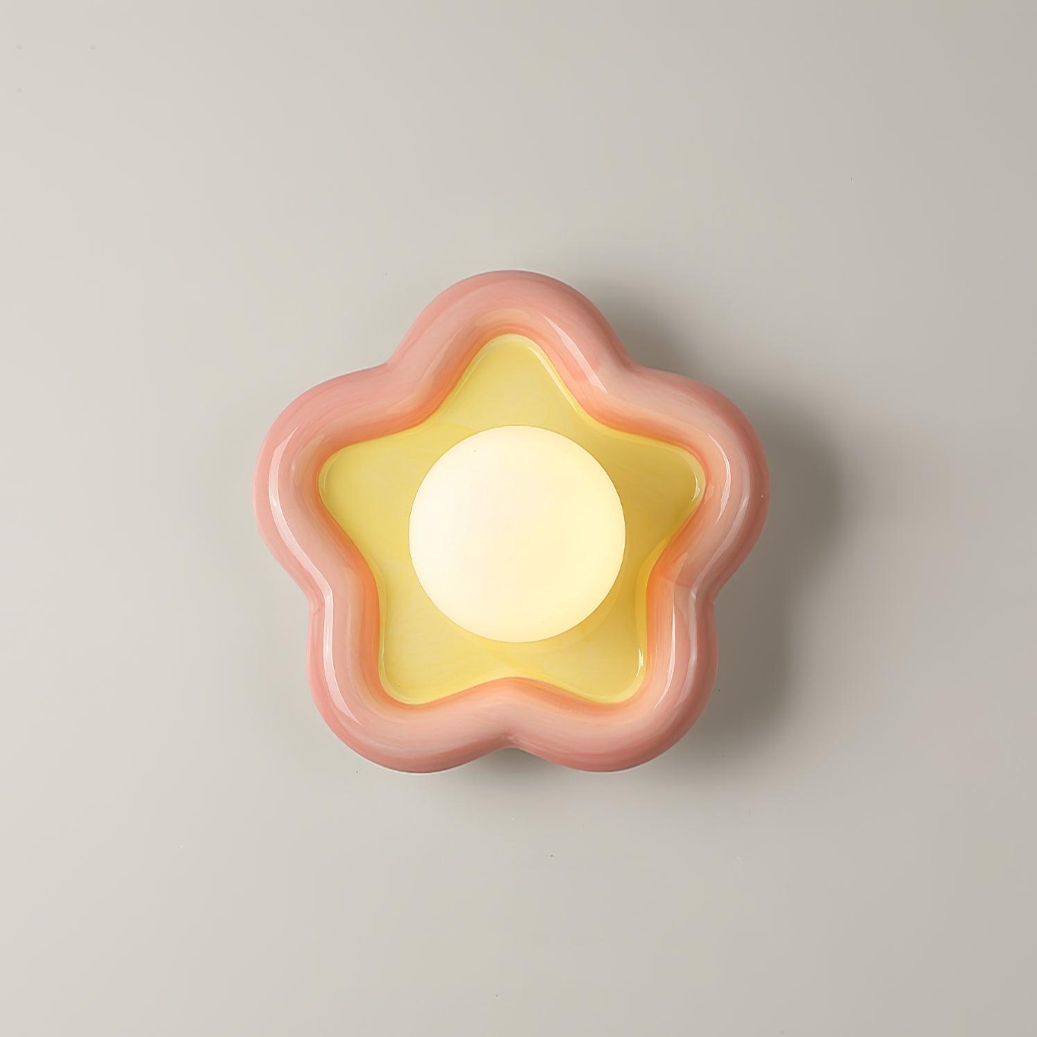 Lámpara de Pared Estrella de Cerámica en Colores Rosa y Azul – Tamaño Compacto 2