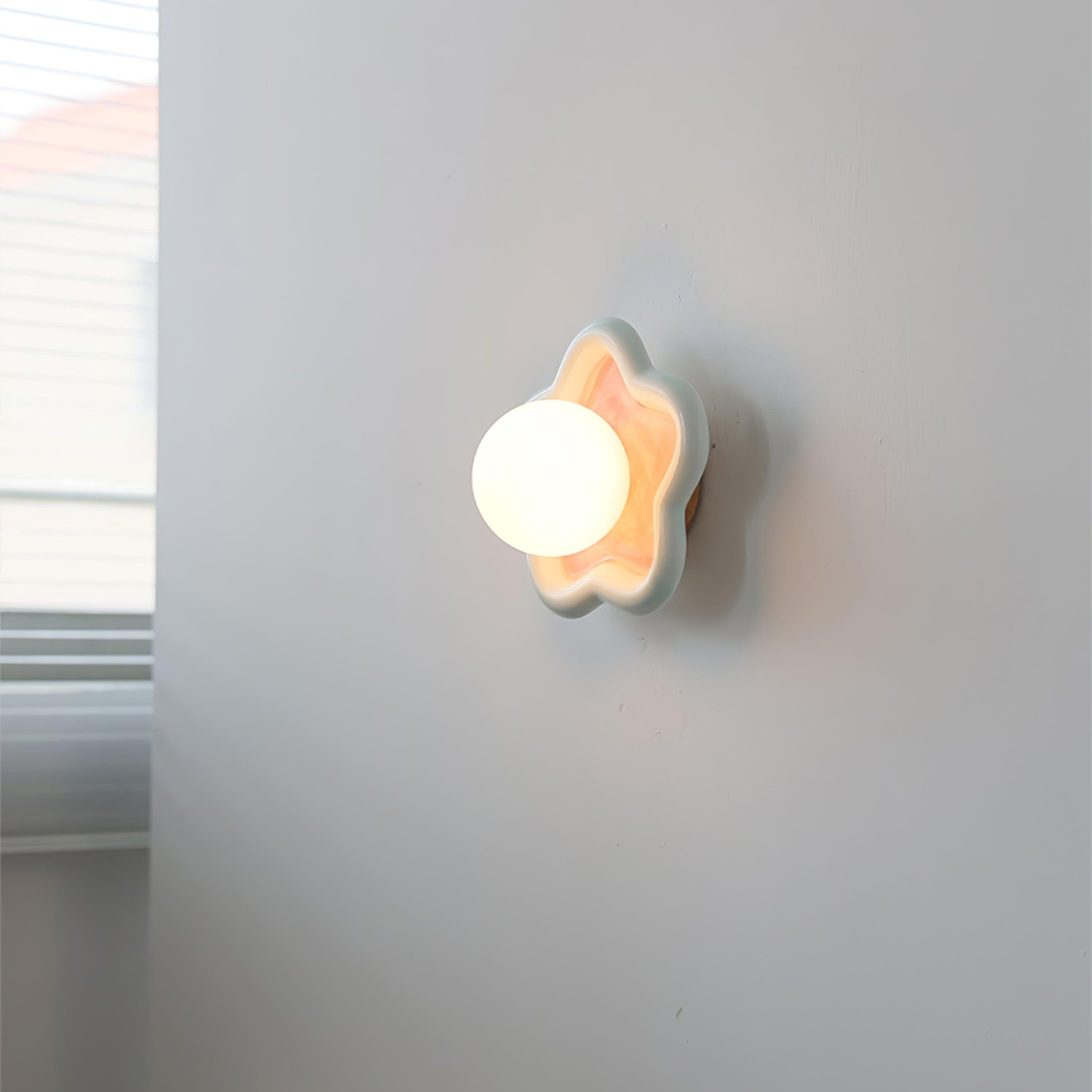 Lámpara de Pared Estrella de Cerámica en Colores Rosa y Azul – Tamaño Compacto 8