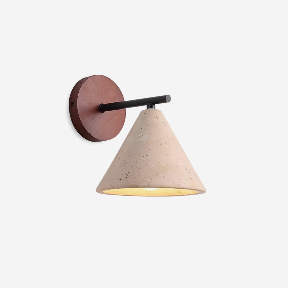 Lámpara de Pared Finley con Pantalla de Travertino y Base de Madera – Diseño Rústico y Moderno 1