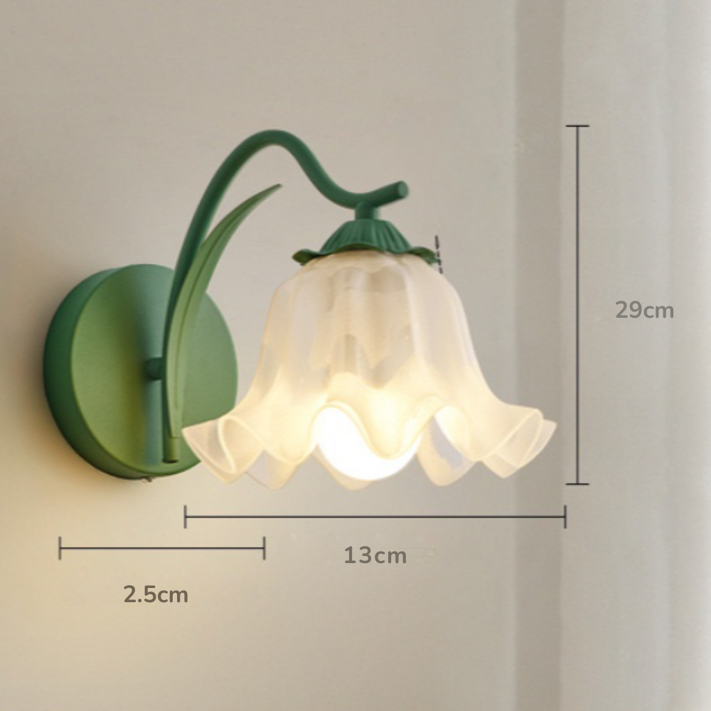 Volari - Lámpara de Pared Floral Retro Francesa para Jardín - Aplique de Pared en Metal y Acrílico - E27 - 5W - Disponible en Rosa - Amarillo y Verde