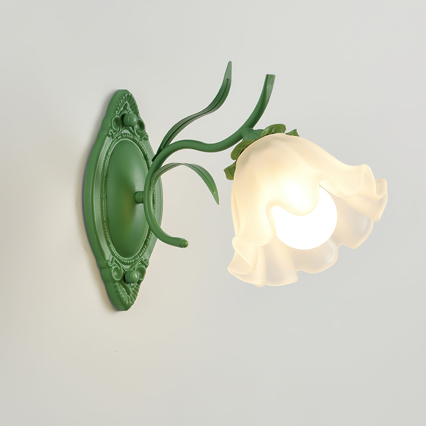 Lámpara de Pared Floral de Vidrio Verde y Blanco con Diseño Elegante y Funcional - Aplique Pared Moderno para Decoración Interior 3