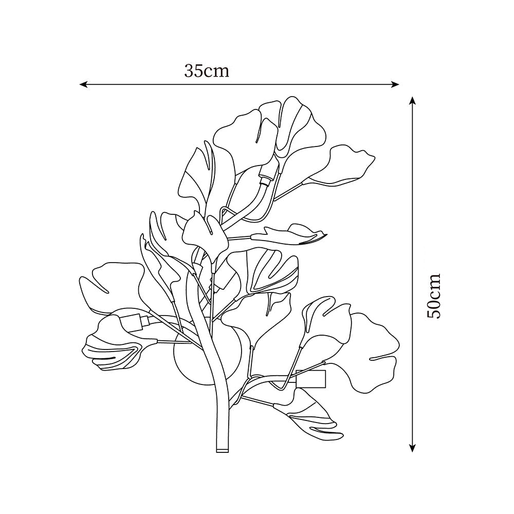 Lámpara de Pared Ginkgo Neiman con Diseño Orgánico y Luz Ambiental - Oro y Blanco 5