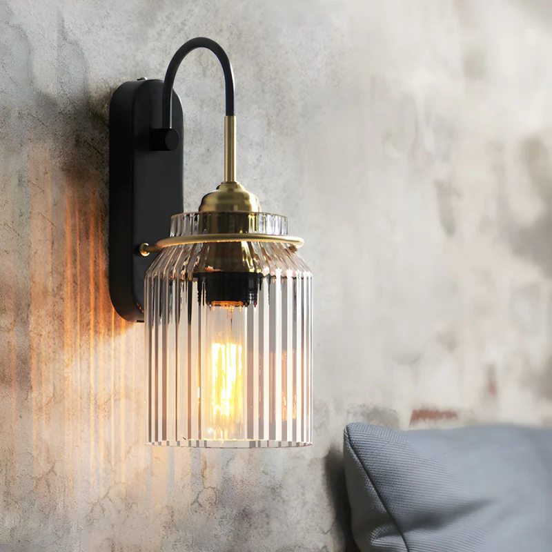 Lámpara de Pared Industrial de Vidrio con Diseño de Embudo, Aplique Pared para Iluminación en Comedor y Sala 2