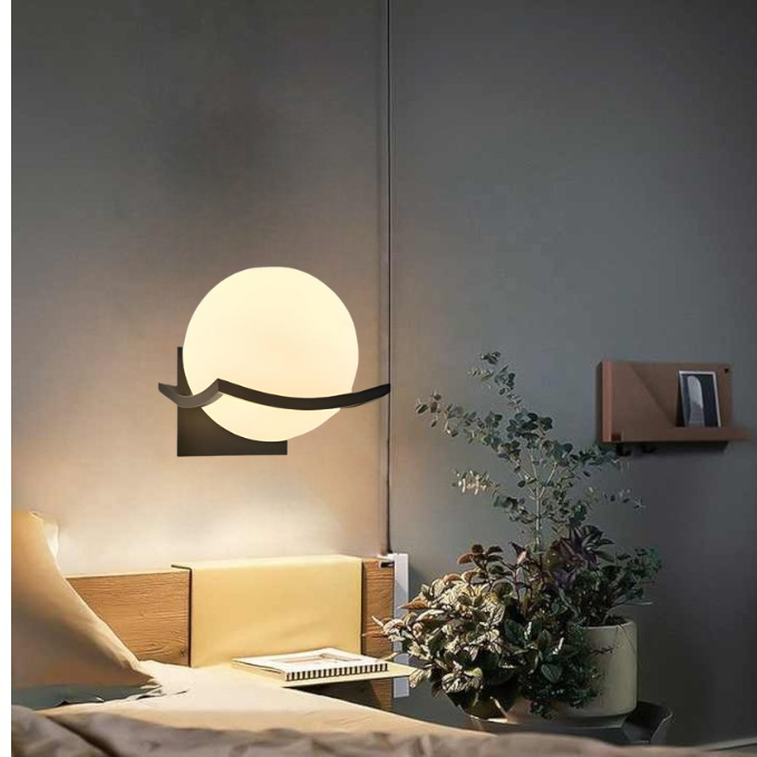 Lámpara de Pared LED Moderna de Vidrio, Aplique Pared Elegante para Iluminación de Salas y Dormitorios 0