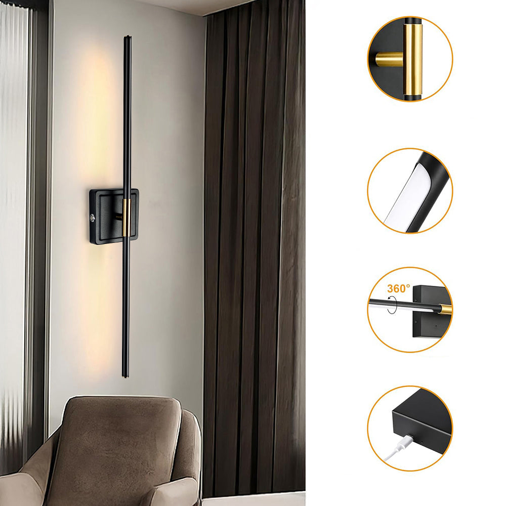 Lámpara de Pared LED Recargable de Hierro Negro Industrial - Set de 2, Control Remoto y Funciones de Temporizador 5
