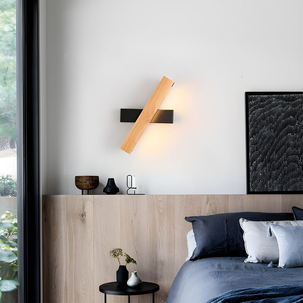 Lámpara de Pared LED Rotativa de Madera Vintage para Dormitorio – Luz de Lectura Ajustable 0
