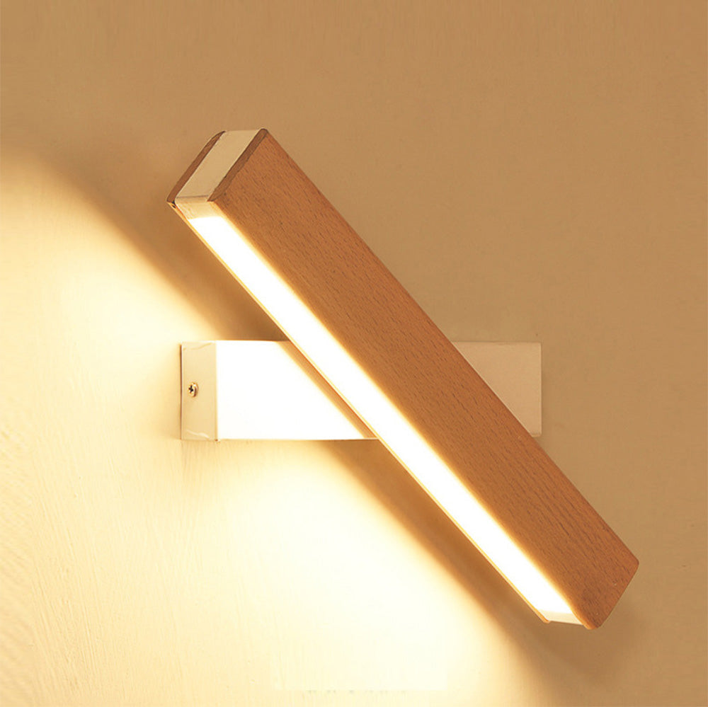 Lámpara de Pared LED Rotativa de Madera Vintage para Dormitorio – Luz de Lectura Ajustable 1