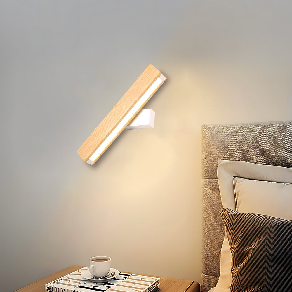 Lámpara de Pared LED Rotativa de Madera Vintage para Dormitorio – Luz de Lectura Ajustable 10