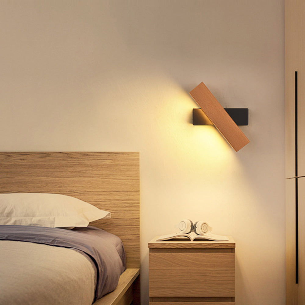 Lámpara de Pared LED Rotativa de Madera Vintage para Dormitorio – Luz de Lectura Ajustable 5