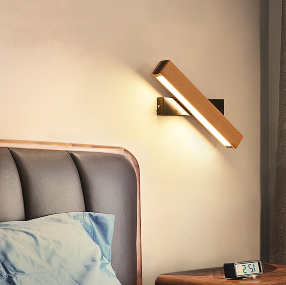Lámpara de Pared LED Rotativa de Madera Vintage para Dormitorio – Luz de Lectura Ajustable 8