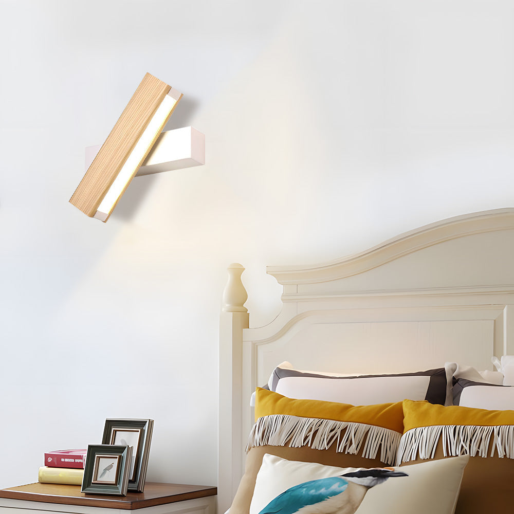 Lámpara de Pared LED Rotativa de Madera Vintage para Dormitorio – Luz de Lectura Ajustable 9