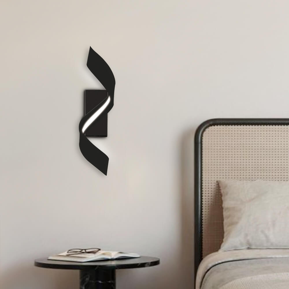 Lámpara de Pared LED en Espiral de Metal Negro y Blanco, Iluminación Moderna para Interiores y Exteriores 1