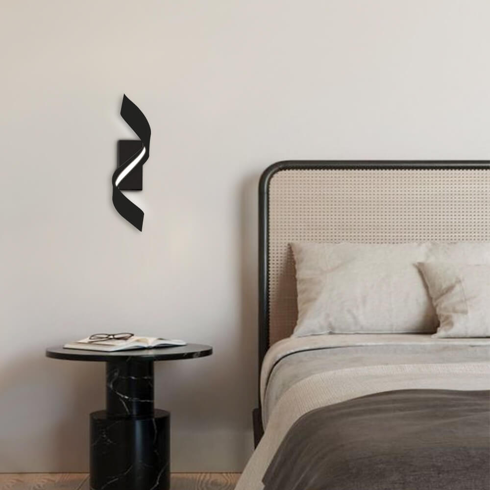 Lámpara de Pared LED en Espiral de Metal Negro y Blanco, Iluminación Moderna para Interiores y Exteriores 5