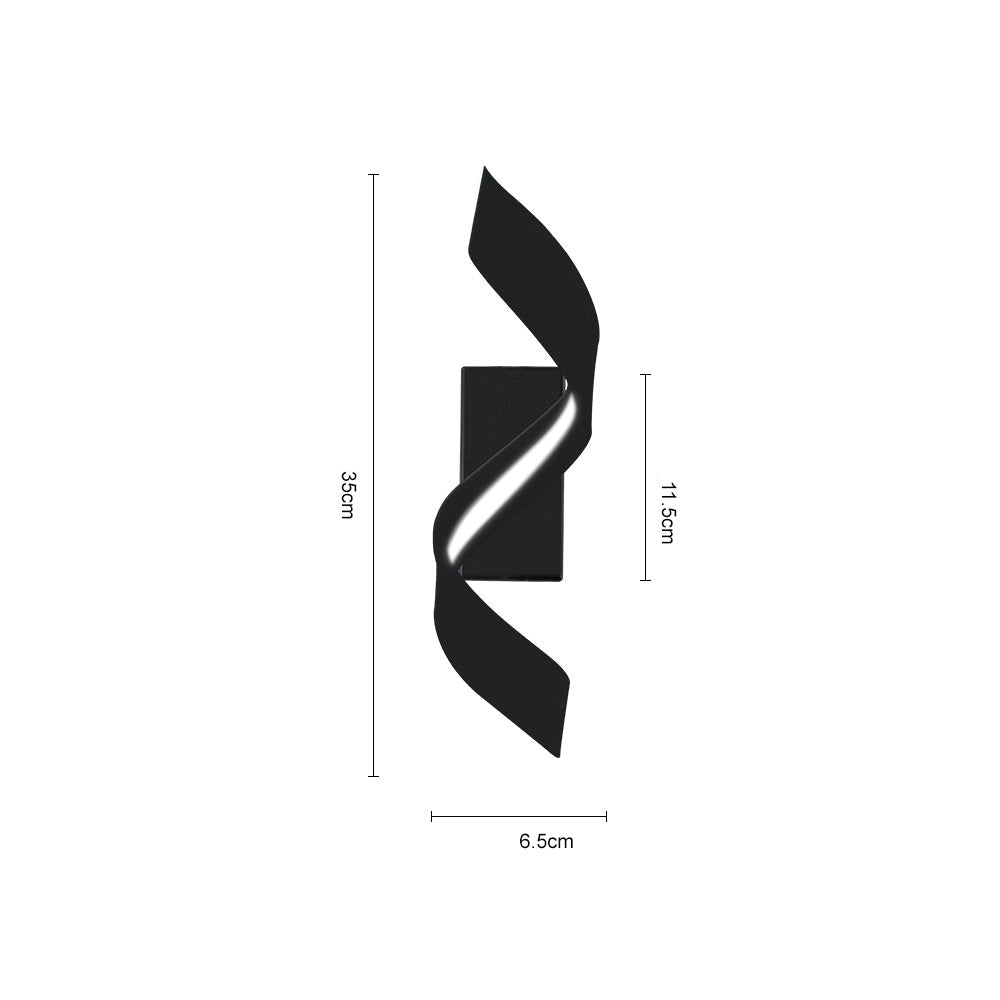 Lámpara de Pared LED en Espiral de Metal Negro y Blanco, Iluminación Moderna para Interiores y Exteriores 6